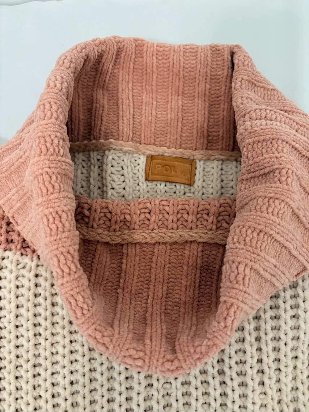 POL High Up in the Sky Knit Oversized Sweater Sz L Colorblock EUC - Picture 5 of 12